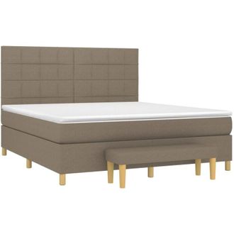 vidaXL Vidaxl - Cama Box Spring Con Colch&oacute;n Tela Gris Taupe 160x200 Cm