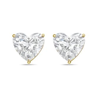 Diana M. Jewels 14Kt Yellow Gold 15.00 cts Lab Grown Heart shaped Diamond Studs