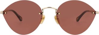 Chlo&eacute; Cat Eye-Frame Metal Sunglasses
