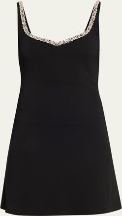 Alice & Olivia Eve Embellished-Trim Mini Dress