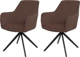Hhg [nunca Usado] Juego De 2 Silla De Comedor Hhg-499, Silla De Cocina Reclinable Apoyabrazos De La Silla, Coche Giratorio Posici&oacute;n Tela / Textil, Marr&oacute;n
