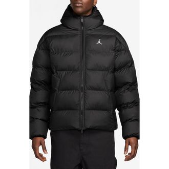 Nike Jordan Brooklyn Water Repellent Puffer Jacket in Black/White at Nordstrom Rack, Size X-Large