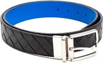 Bottega Veneta Zwart-Blauwe Riem - Heren - Riemen - Blauw - 95 CM - Accessoires