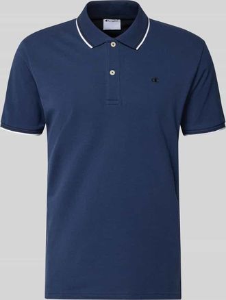 Champion Slim Fit Poloshirt mit Label-Stitching in Bleu, Gr&ouml;&szlig;e XXL
