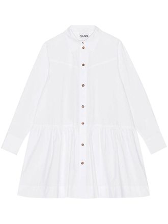 Ganni Blousejurk met puntige kraag - Wit