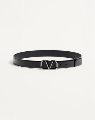 Valentino Garavani Cintura Vlogo Signature In Vitello 30 Mm Uomo NERO 095