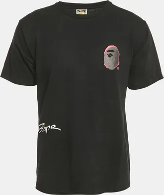 A Bathing Ape Black Back Street Print Cotton T-Shirt