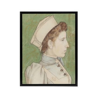 Artery8 Portrait of Nurse Nelly in Uniform Framed Canvas Wall Art Print Toorop in Green | Size: W24 x H32