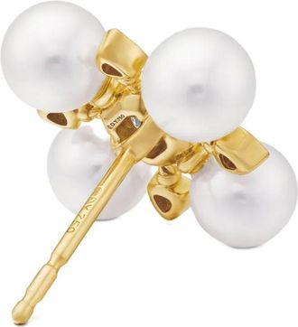 David Yurman Orecchini a bottone Renaissance in oro giallo 18kt con perle e diamanti (16,5mm)