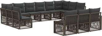 vidaXL Conjunto De Sof&aacute;s De Jard&iacute;n 13 Uds. Gris Rat&aacute;n Sint&eacute;tico Vidaxl