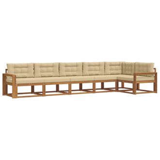vidaXL Conjunto De Sof&aacute;s De Exterior Con Coj&iacute;n 6 Pcs Natural Y Beige Vidaxl