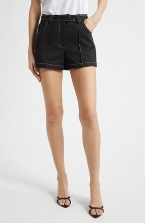 Ramy Brook Marco Pintuck Cotton Blend Shorts in Black at Nordstrom, Size 14
