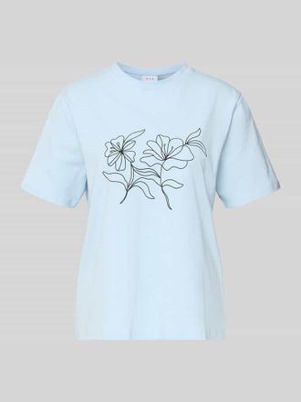 Vila T-Shirt mit geripptem Rundhalsausschnitt Modell NORA in Hellblau, Gr&ouml;&szlig;e XL