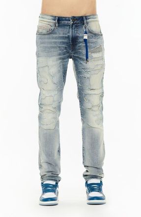Cult of Individuality Rocker Rip & Repair Slim Fit Straight Leg Jeans in Luca at Nordstrom, Size 40