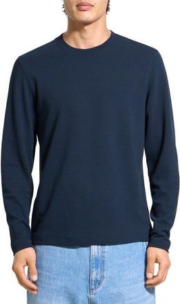 Theory Delroy Textured Long Sleeve T-Shirt in Baltic at Nordstrom, Size Xx-Large