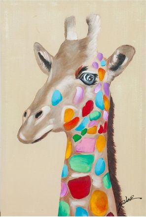 Biscottini International Cuadro &Oacute;leo Sobre La Tela Pintado A La Mano Giraffa