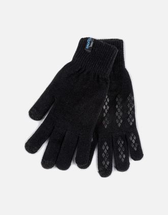 Totes Mens Totes Toasties STRETCH KNITTED Touchscreen Gloves Mens Black - Size: ONE-SIZE