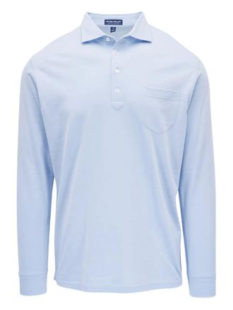Peter Millar long-sleeved pocket polo shirt - men - Cotton/Cashmere - M - Blue