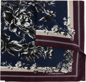 Dolce & Gabbana Accessoires, Heren, Blauw, ONE Size, Leer, Zijden Sjaal