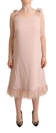 P.A.R.O.S.H. P. A.R. O.S. H. Polyester Sleeveless Midi Feather Shift Womens Dress