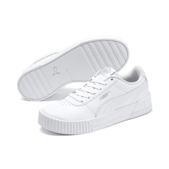 Puma Sneaker PUMA CARINA L, Damen, Gr. 37,5, weiss (puma wei&szlig;, puma wei&szlig;, puma silber), Leder, unifarben, Schuhe Sneaker