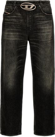 Diesel Black Straight Mid Rise Jeans