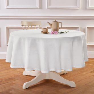 Solino Home Linen Round Tablecloth - Sonoma Hemstitch in White at Nordstrom, Size Medium