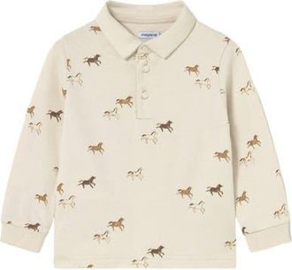 MAYORAL Printed Polo Shirt in Beige at Nordstrom, Size 18M