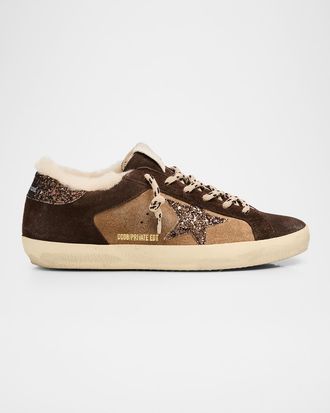 Golden Goose Super-Star Shearling-Lined Suede Low-Top Sneakers
