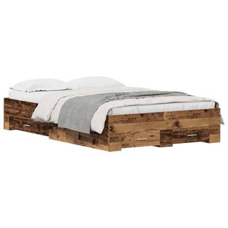 Berkfield Home Classic Bed Frame with Drawers Old Wood 120x200 cm Engineered Wood in Brown