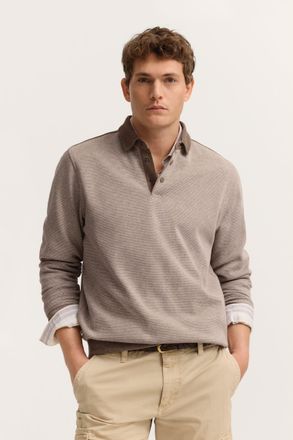 Bugatti Polokragenpullover BUGATTI Modern Fit, Herren, Gr. 4XL, 40, beige, Sweatware, 70% Baumwolle, 25% Polyester, 5% Elasthan, unifarben, normal, Pullover P