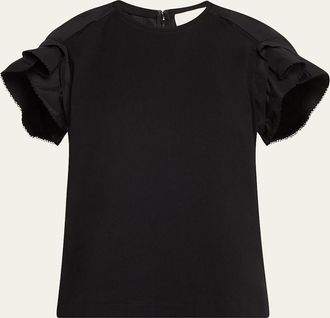 3.1 Phillip Lim Draped-Sleeve Combo T-Shirt