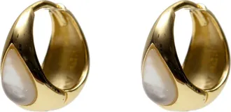 Argento Vivo Mother-of-Pearl Teardrop Huggie Hoop Earrings in Gold at Nordstrom
