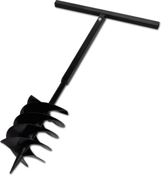 vidaXL Taladro De Tierra Con Mango Triple Espiral Acero Negro 200 Mm Vidaxl