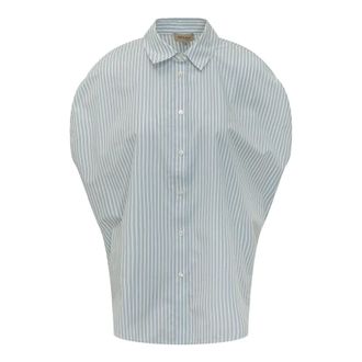 Woolrich Striped Poplin Shirt - female - Woolrich - Shirts - Blue - XS - Blouses & Shirts