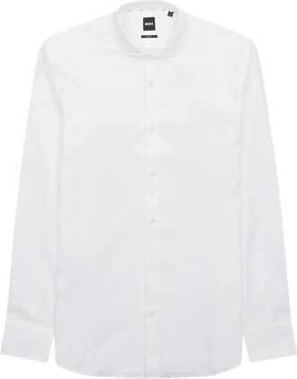 HUGO BOSS Elegante Hank Spread Casual Overhemd - Heren - Zakelijke Overhemden - Wit - XL - Katoen - Overhemden