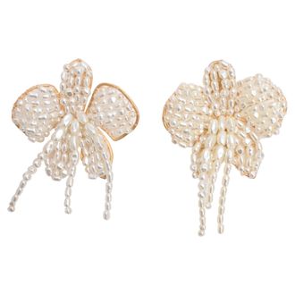 Cult Gaia Amina Earrings in White Faux Pearl