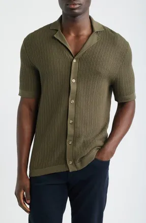 BOSS Lomaro Short Sleeve Cardigan in Open Green at Nordstrom, Size Xx-Large