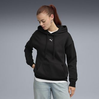 Puma Felpa con cappuccio in pile Essentials dal taglio morbido da donna, Abbigliamento, Nero, XL