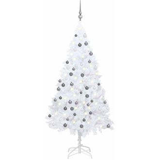 vidaXL &Aacute;rbol De Navidad Preiluminado Con Luces Y Bolas Blanco 180 Cm Vidaxl