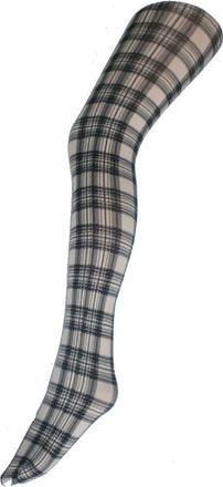 Generic Ladies/Womens Printed checked tights with cream background tartan