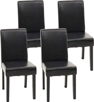 Hhg Hhg - Nunca Usado] Juego De 4 Sillas De Comedor Silla De Cocina Littau Con Certificaci&oacute;n Mvg, Cuero Sint&eacute;tico, Negro, Patas Oscuras