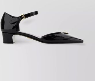 Prada leather pumps with ankle strap and pointed toe