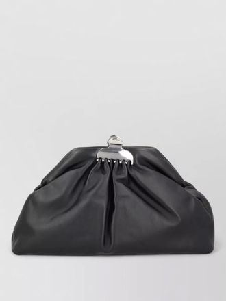 Marc Jacobs pleated clutch bag silver tone hardware