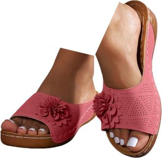 Generic Wedge Flip Flops for Women Orthopedic Flip Flops Women Summer Flower Sandals Slip on Wide Fitting Non-Slip Walking Slippers Casual Open Toe Arch Suppo