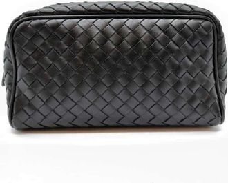 Bottega Veneta Intrecciato Black Leather Pouch (Pre-Owned)