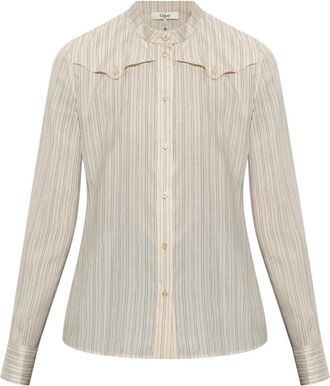 Chlo&eacute; Camicetta aderente in popeline di seta - - Blouses & Shirts - Donna - Beige - M