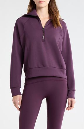 Spanx AirEssentials Half Zip Sweatshirt in Blackberry at Nordstrom, Size X-Small