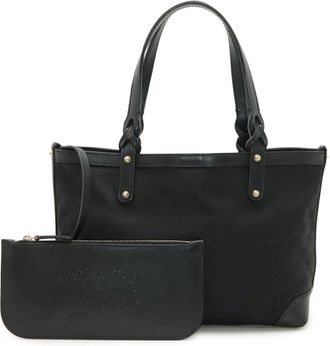 Gucci Black Canvas Leather Handbag Pouch Tote Bag (Pre-Owned)