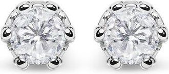 House of Brilliance 14K White Gold 1.0 Cttw Diamond Crown Stud Earring at Nordstrom